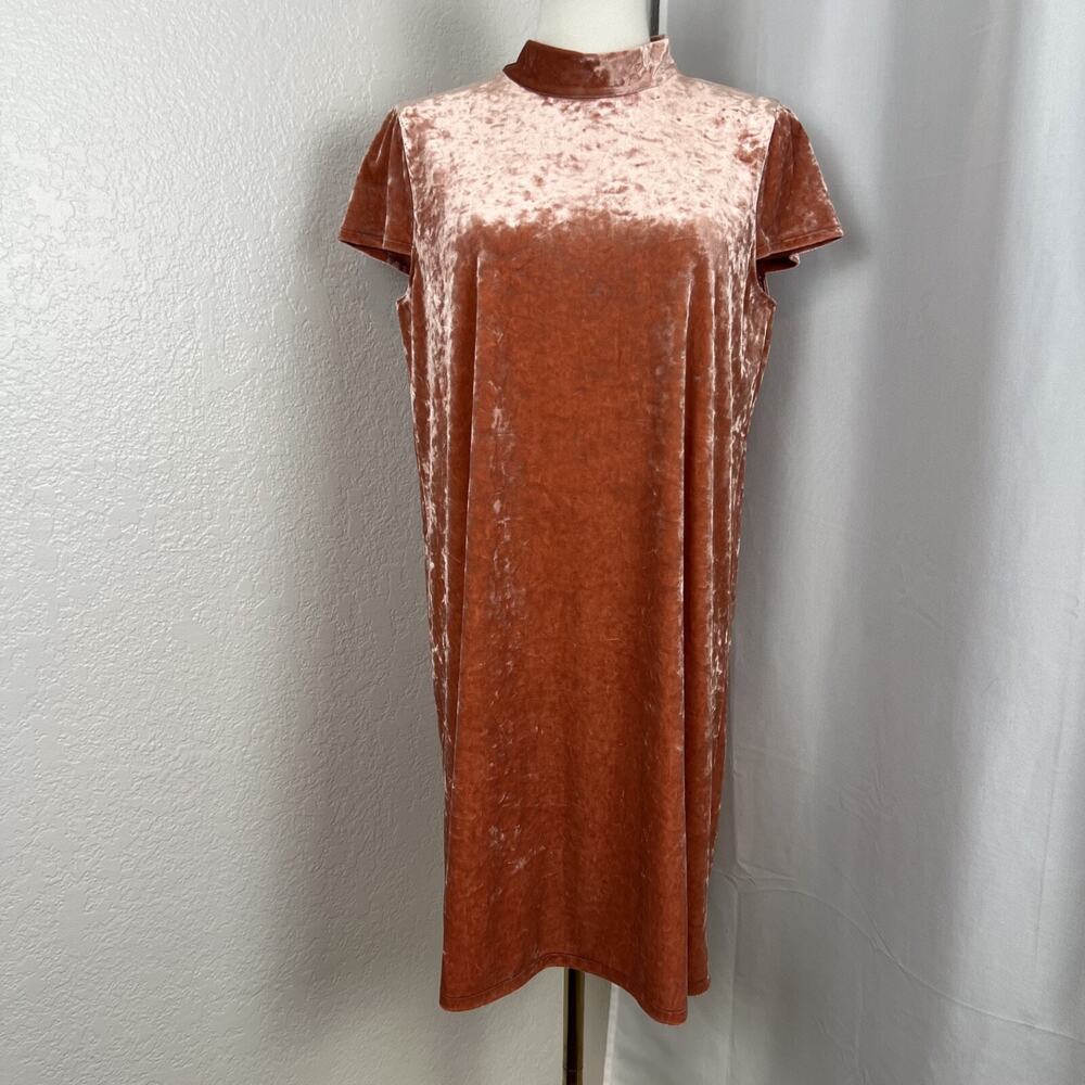 Madewell Dress Womens Medium Crushed Velvet‎ Mockneck Mini Retro Minimalist Boho